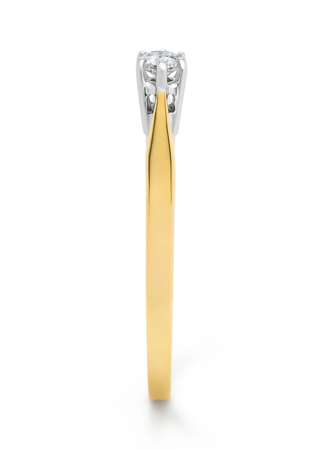 Geelgouden solitairring, 0.11 ct diamant, Groeibriljant - Image 4