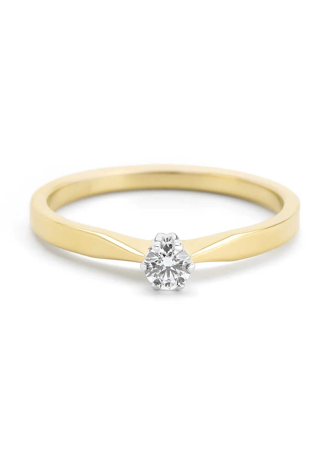 Geelgouden solitairring, 0.12 ct diamant, Groeibriljant - Image 3