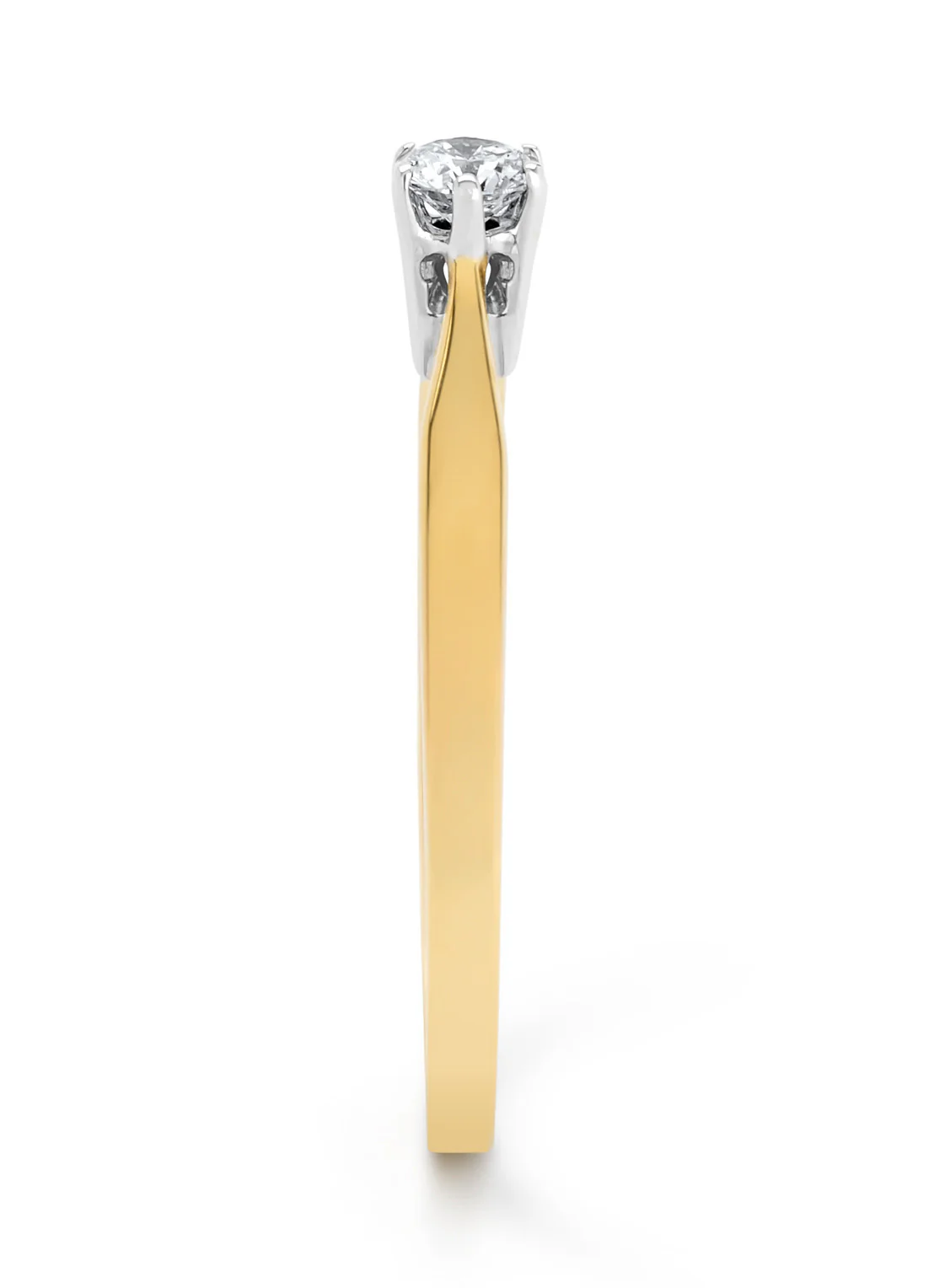 Geelgouden solitairring, 0.13 ct diamant, Groeibriljant - Image 4