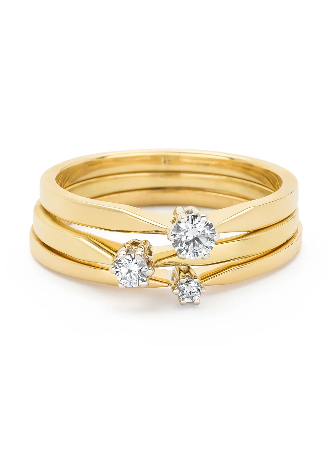 Geelgouden solitairring, 0.13 ct diamant, Groeibriljant - Image 5