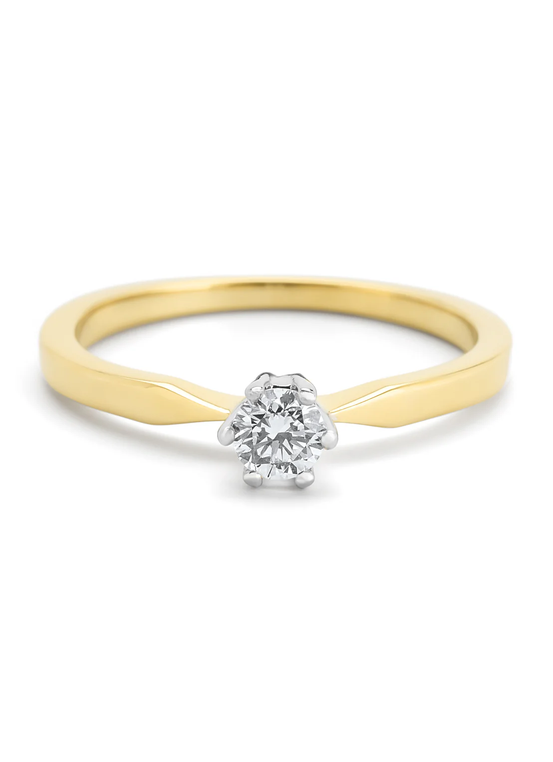 Geelgouden solitairring, 0.23 ct diamant, Groeibriljant - Image 3