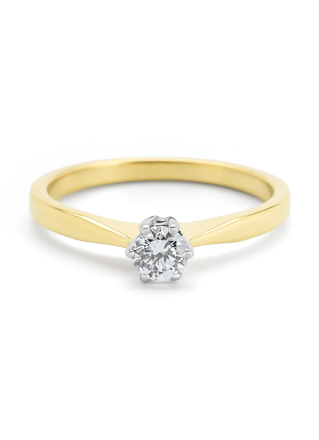 Geelgouden solitairring, 0.27 ct diamant, Groeibriljant - Image 3