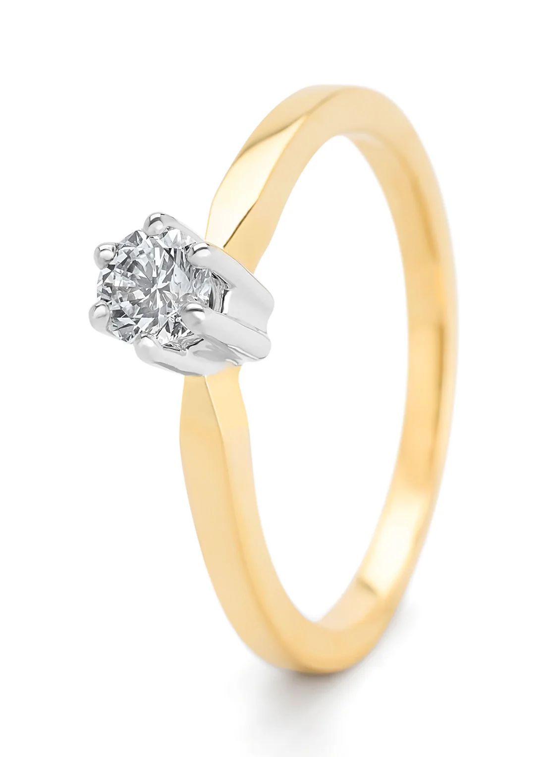 Gouden solitairring, 0.29 ct diamant, Groeibriljant
