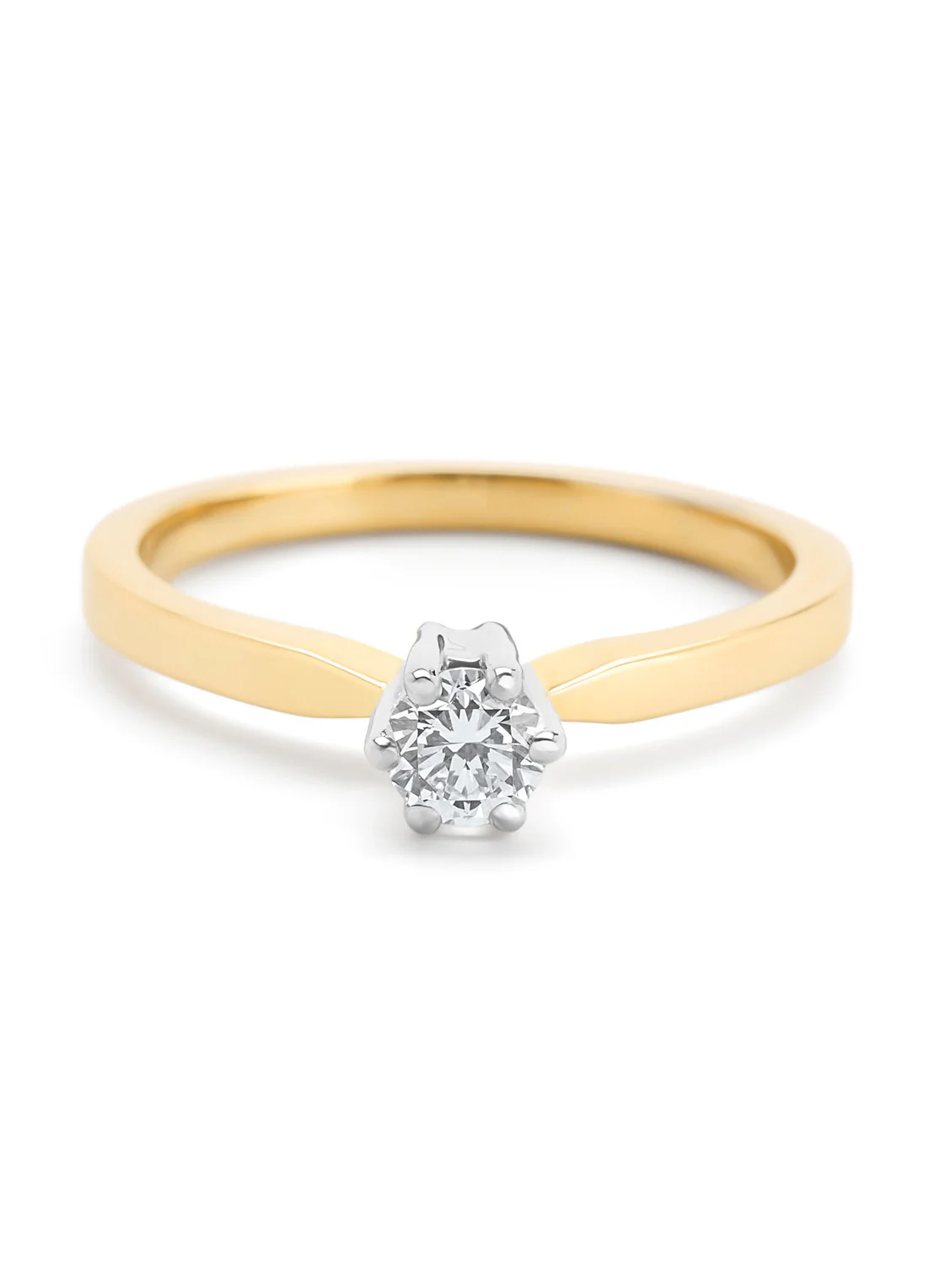 Gouden solitairring, 0.29 ct diamant, Groeibriljant - Image 3