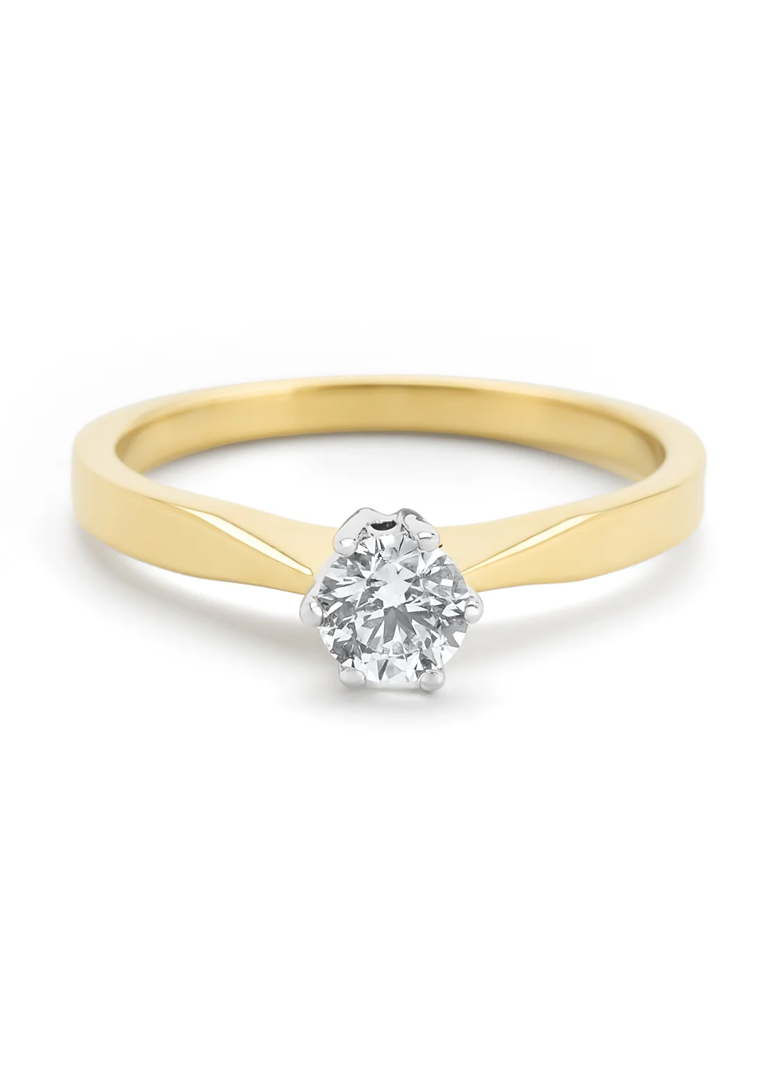 Geelgouden solitairring, 0.34 ct diamant, Groeibriljant - Image 3