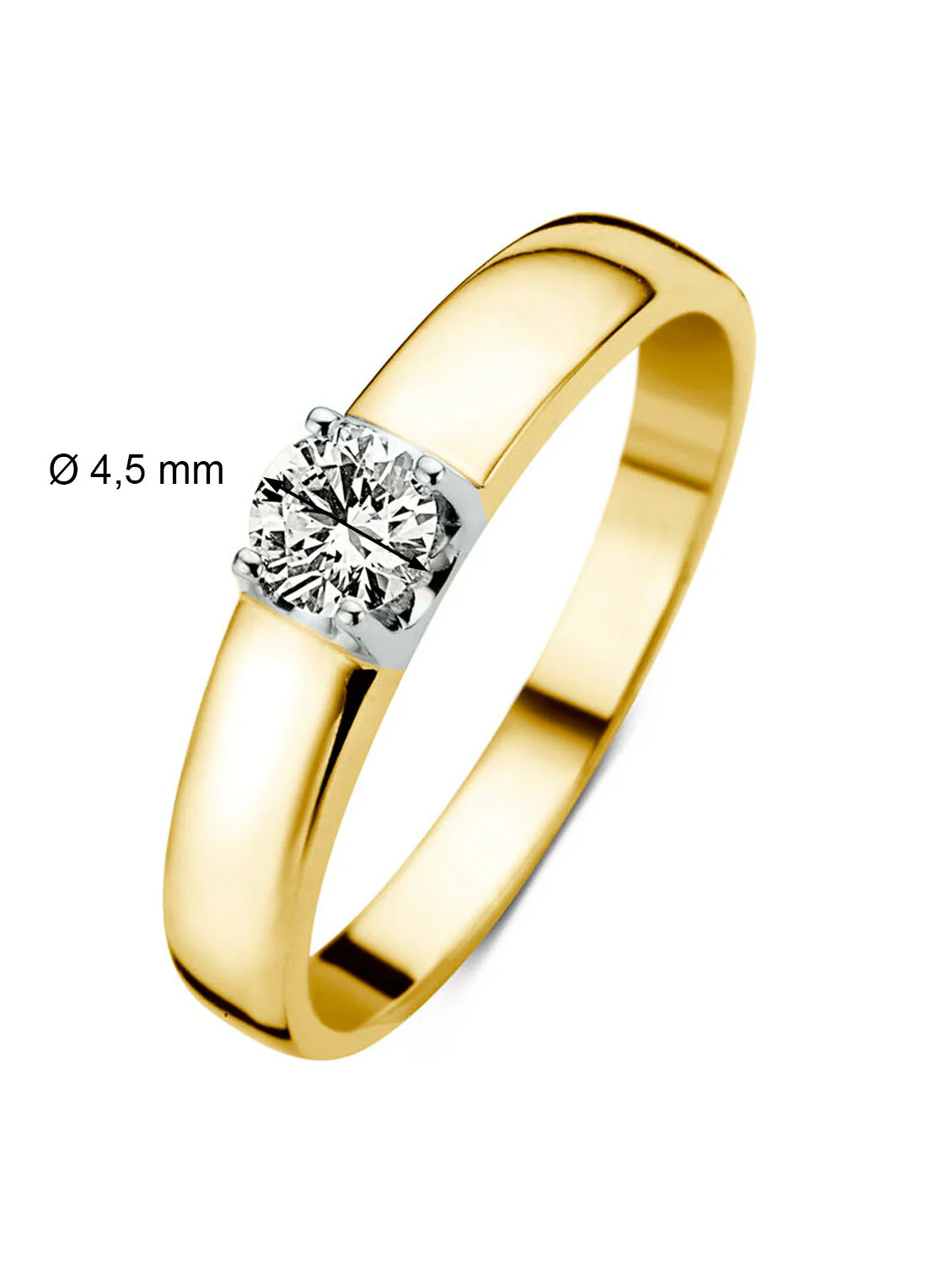 Geelgouden solitairring, 0.34 ct diamant, Groeibriljant - Image 2