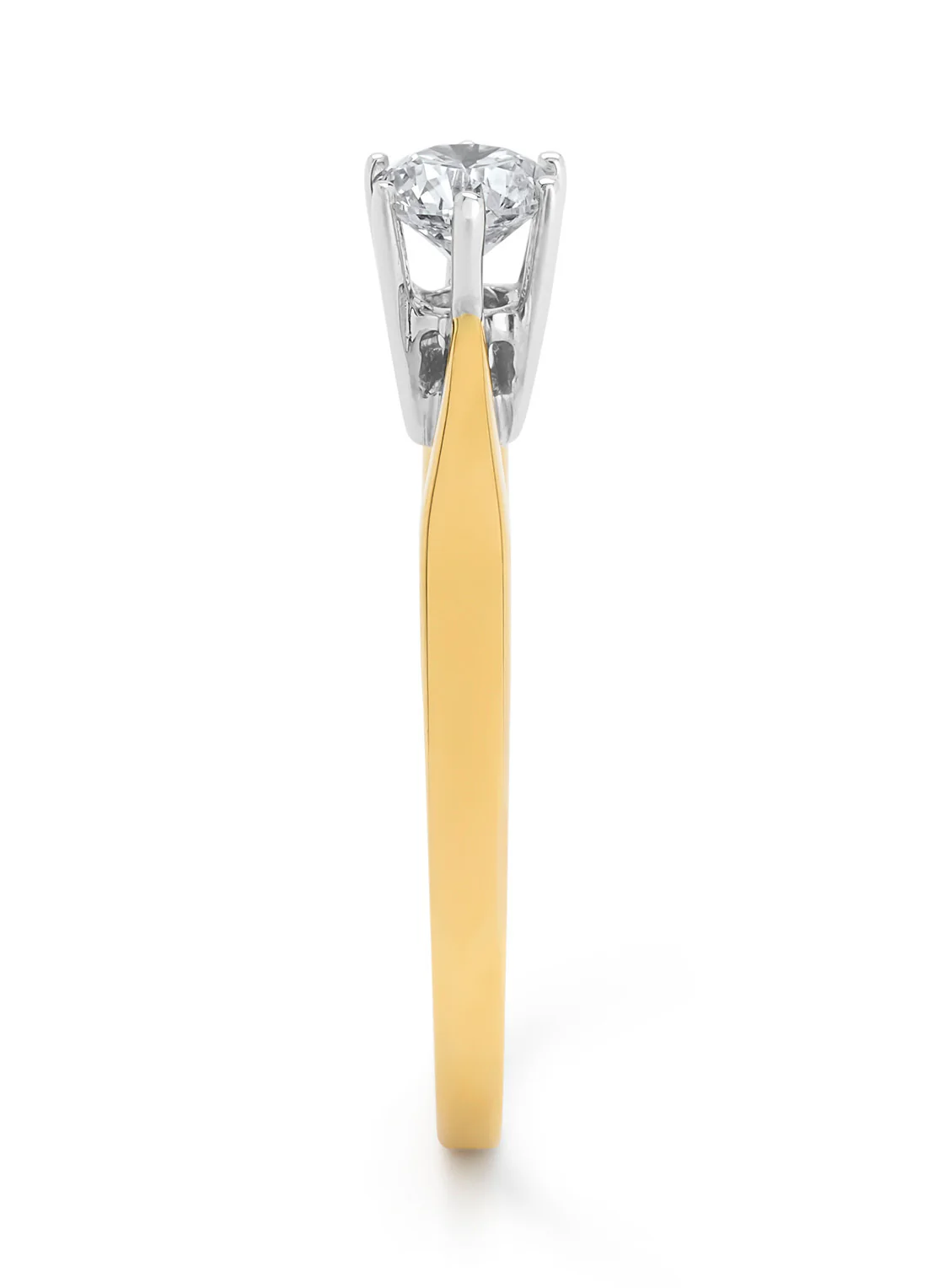 Geelgouden solitairring, 0.35 ct diamant, Groeibriljant - Image 4