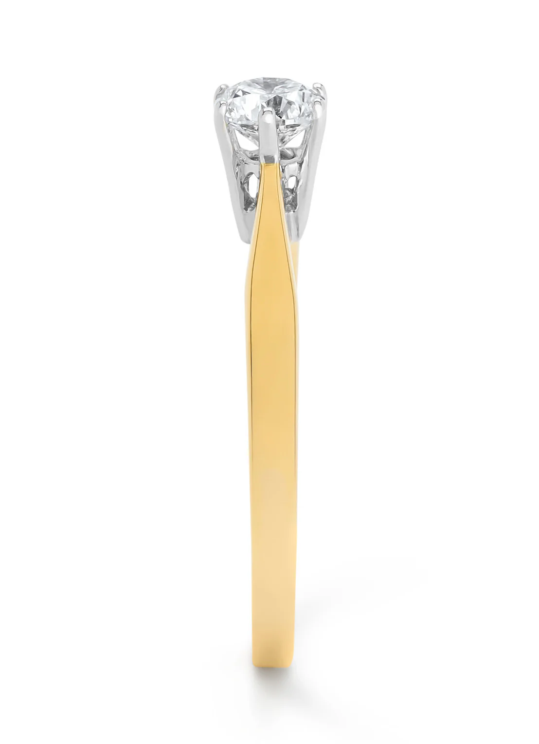 Geelgouden solitairring, 0.41 ct diamant, Groeibriljant - Image 4