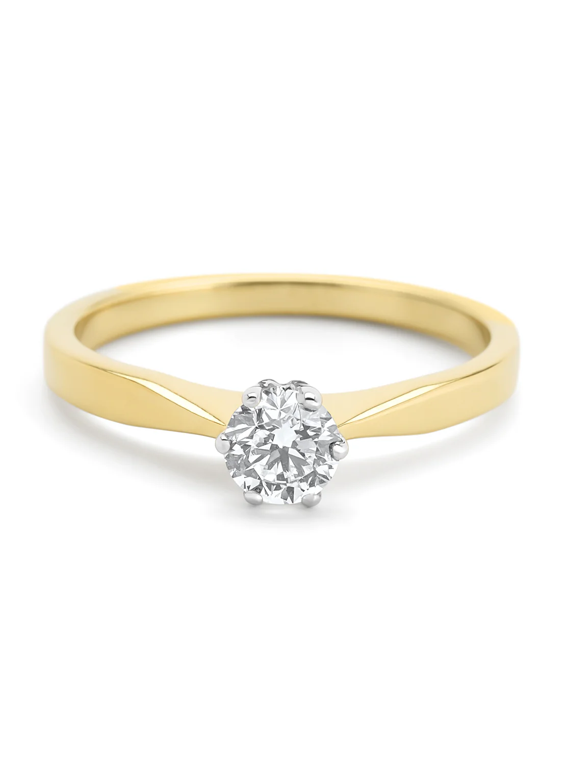 Geelgouden solitairring, 0.42 ct diamant, Groeibriljant - Image 3