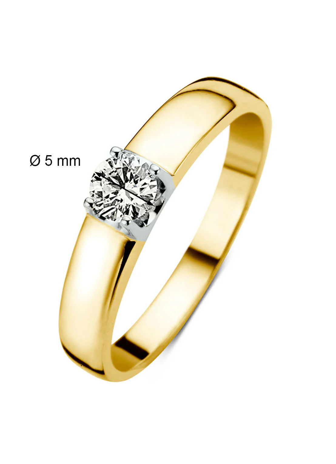 Geelgouden solitairring, 0.46 ct diamant, Groeibriljant - Image 2