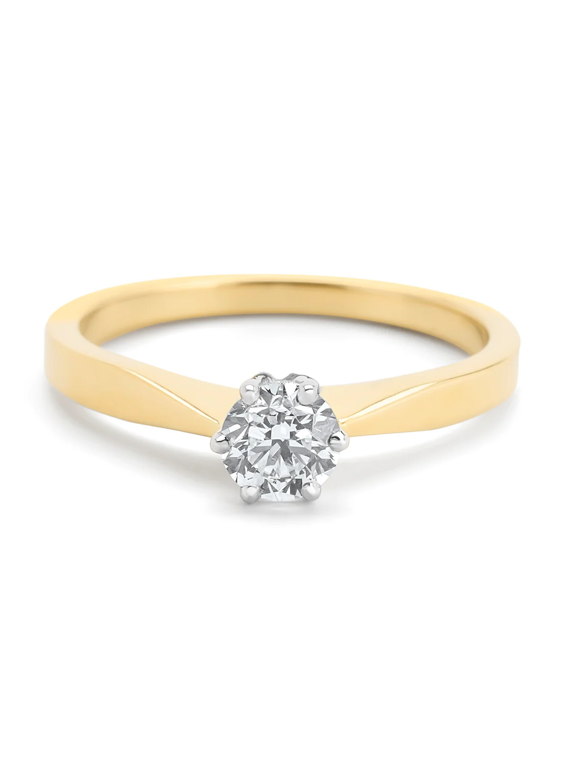 Geelgouden solitairring, 0.50 ct diamant, Groeibriljant - Image 3