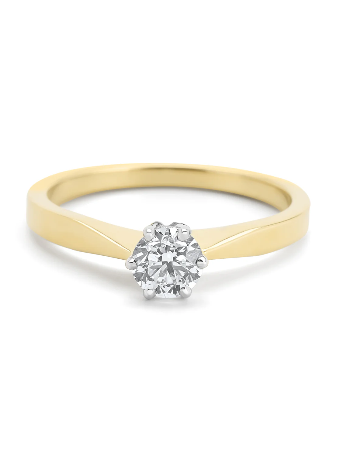 Geelgouden solitairring, 0.53 ct diamant, Groeibriljant - Image 3