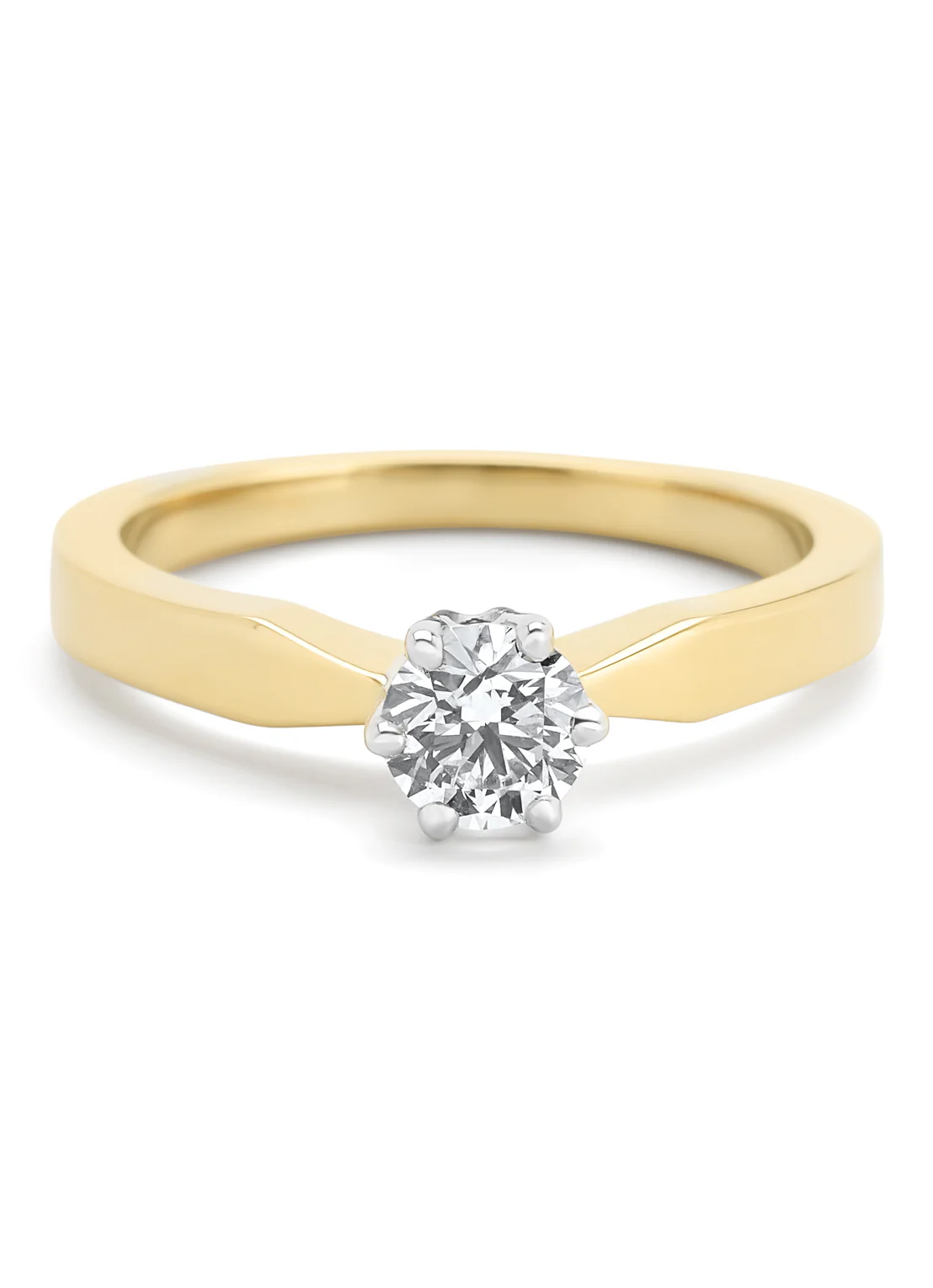 Geelgouden solitairring, 0.57 ct diamant, Groeibriljant - Image 3
