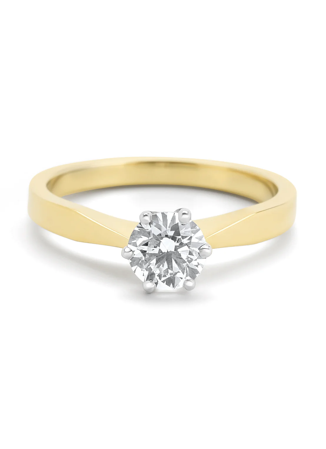Geelgouden solitairring, 0.75 ct diamant, Groeibriljant - Image 3