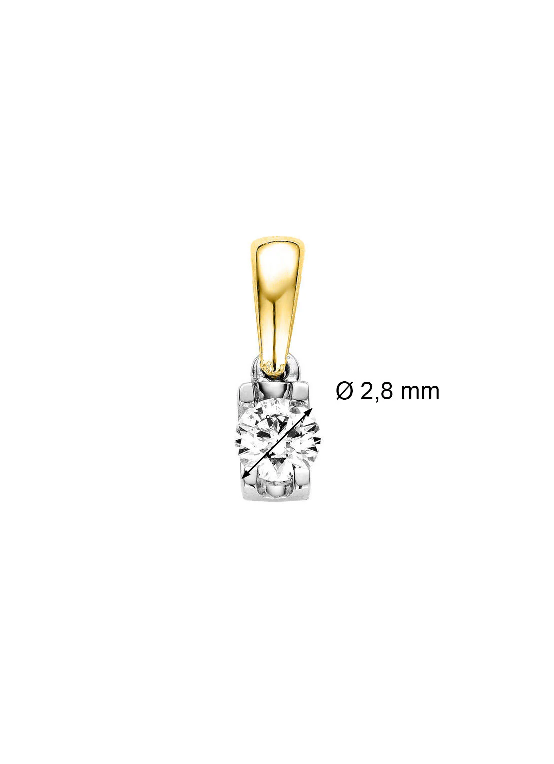 Gouden hanger, 0.08 ct diamant, Groeibriljant - Image 2