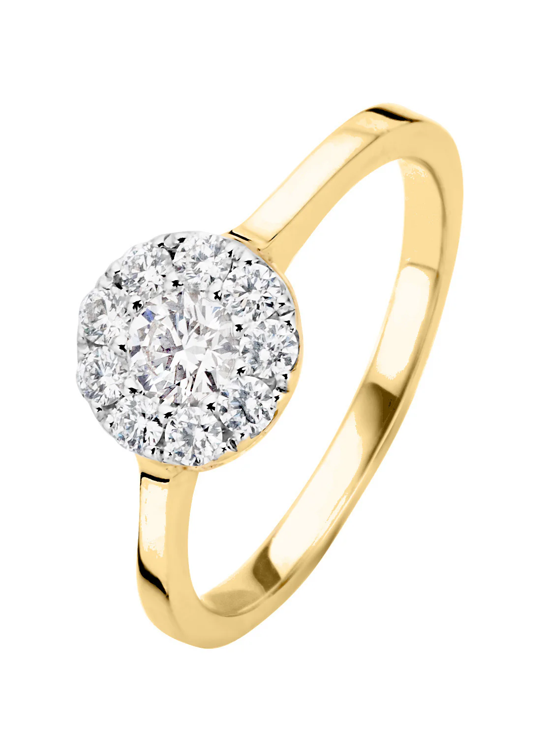Gouden ring, 0.42 ct diamant, Hearts & Arrows