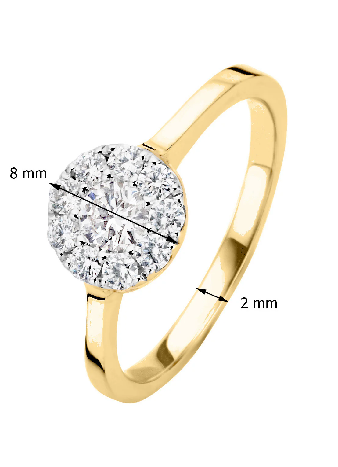 Gouden ring, 0.42 ct diamant, Hearts & Arrows - Image 3