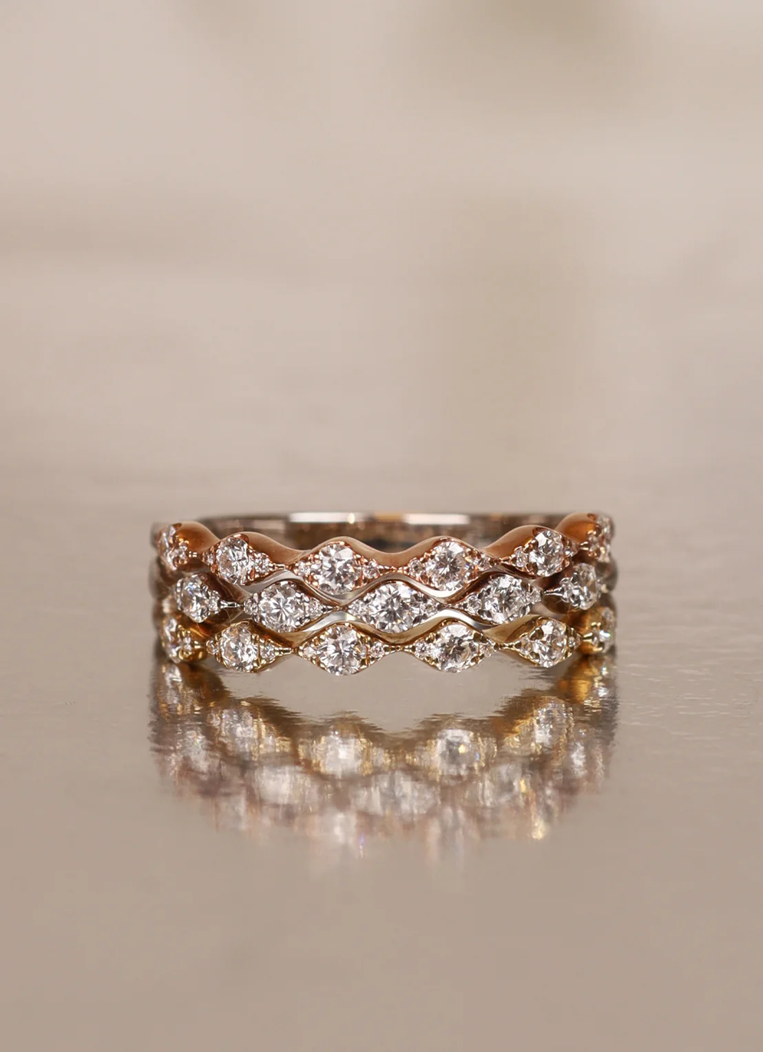 Gouden ring, 0.75 ct diamant, Caviar - Image 3