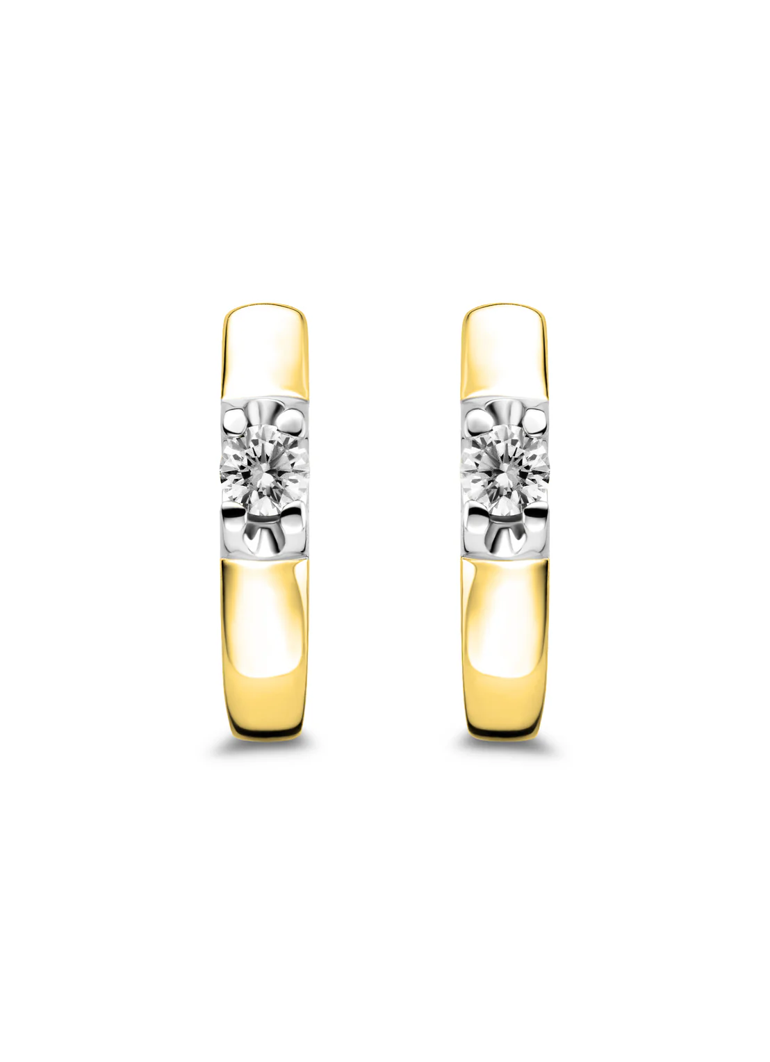 Gouden solitair oorstekers, 0.16 ct diamant, Groeibriljant