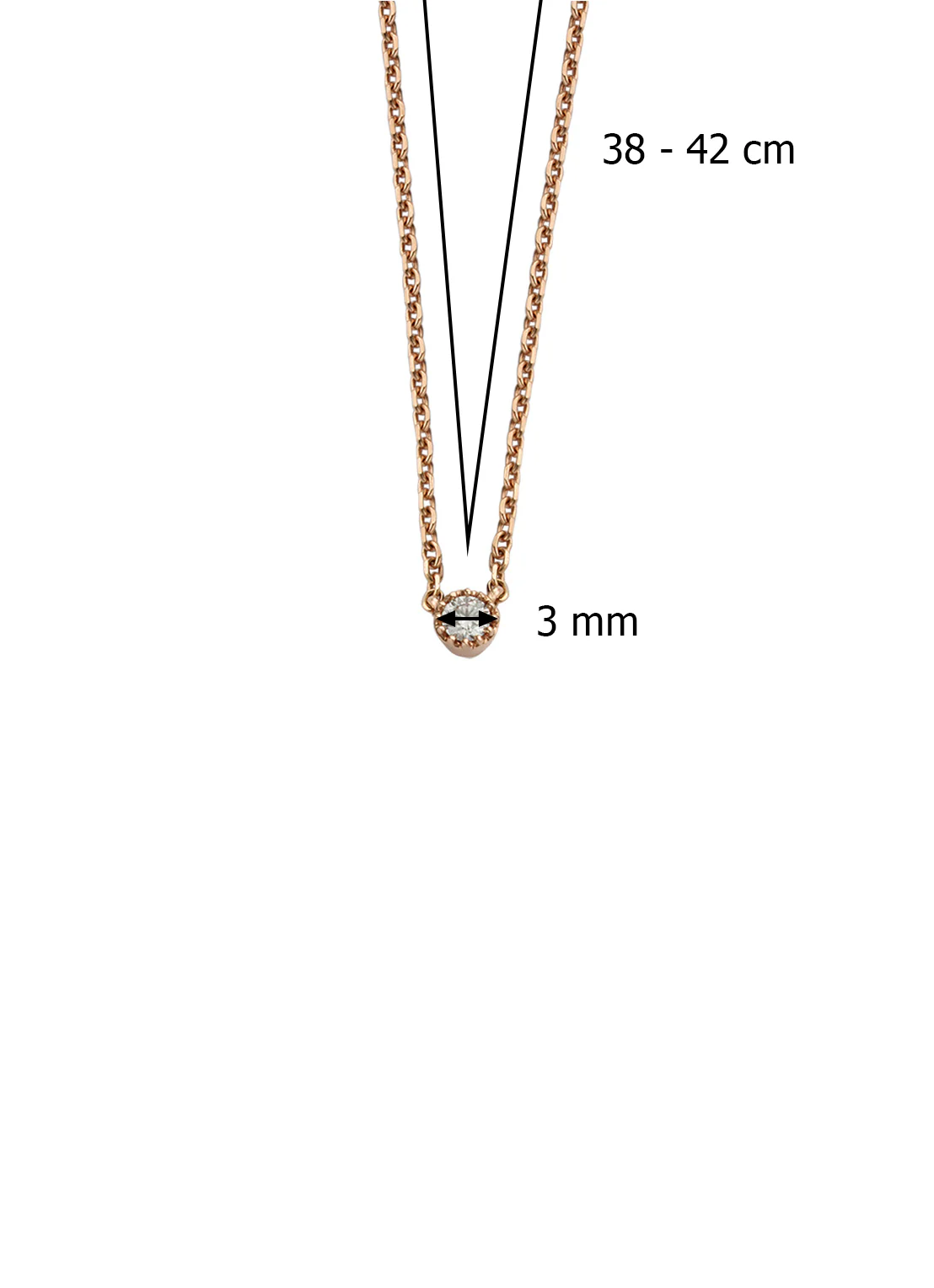 Roségouden collier, 0.05 ct diamant, Joy - Image 3