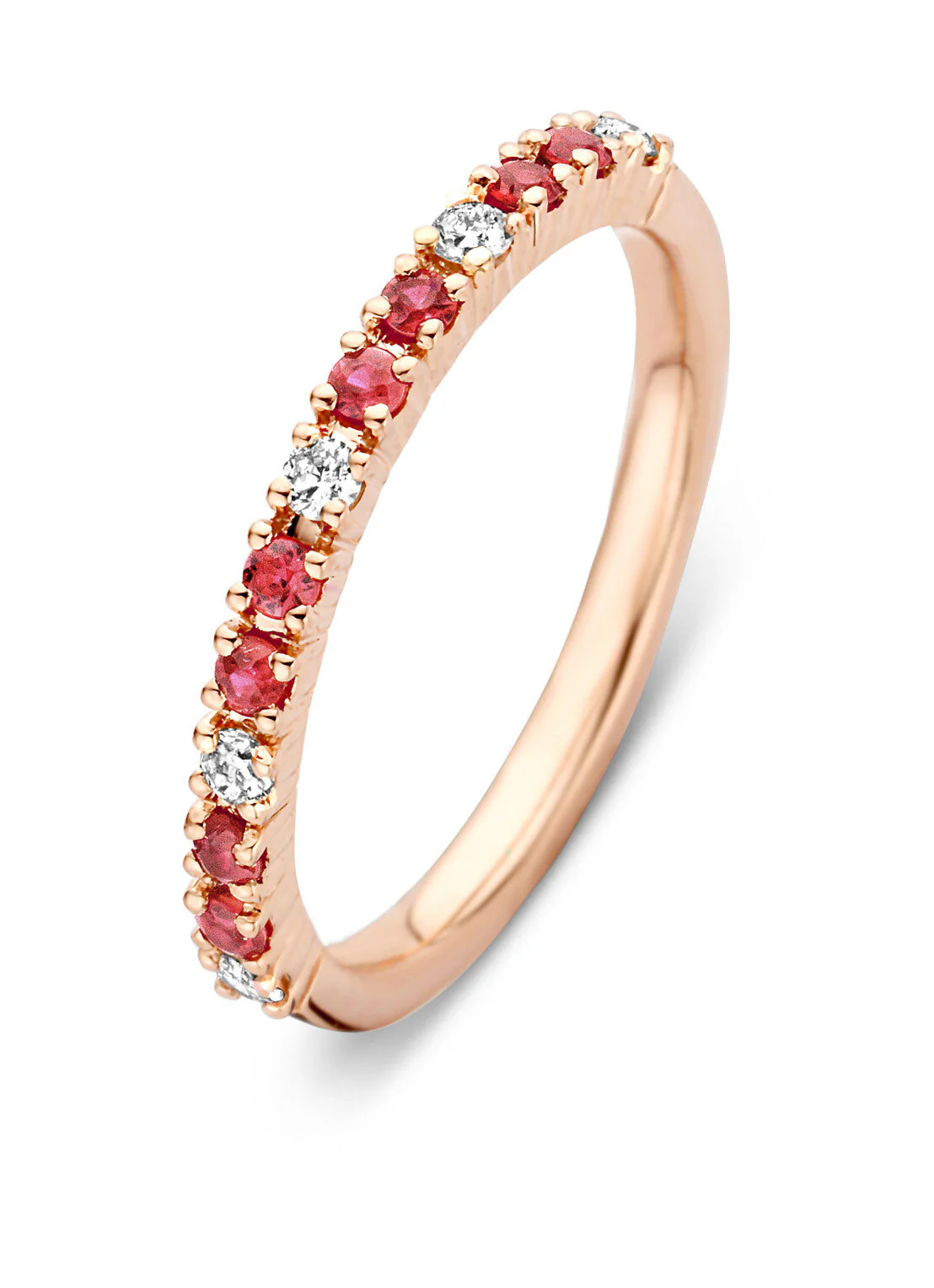 Roségouden ring, 0.26 ct robijn, Ensemble