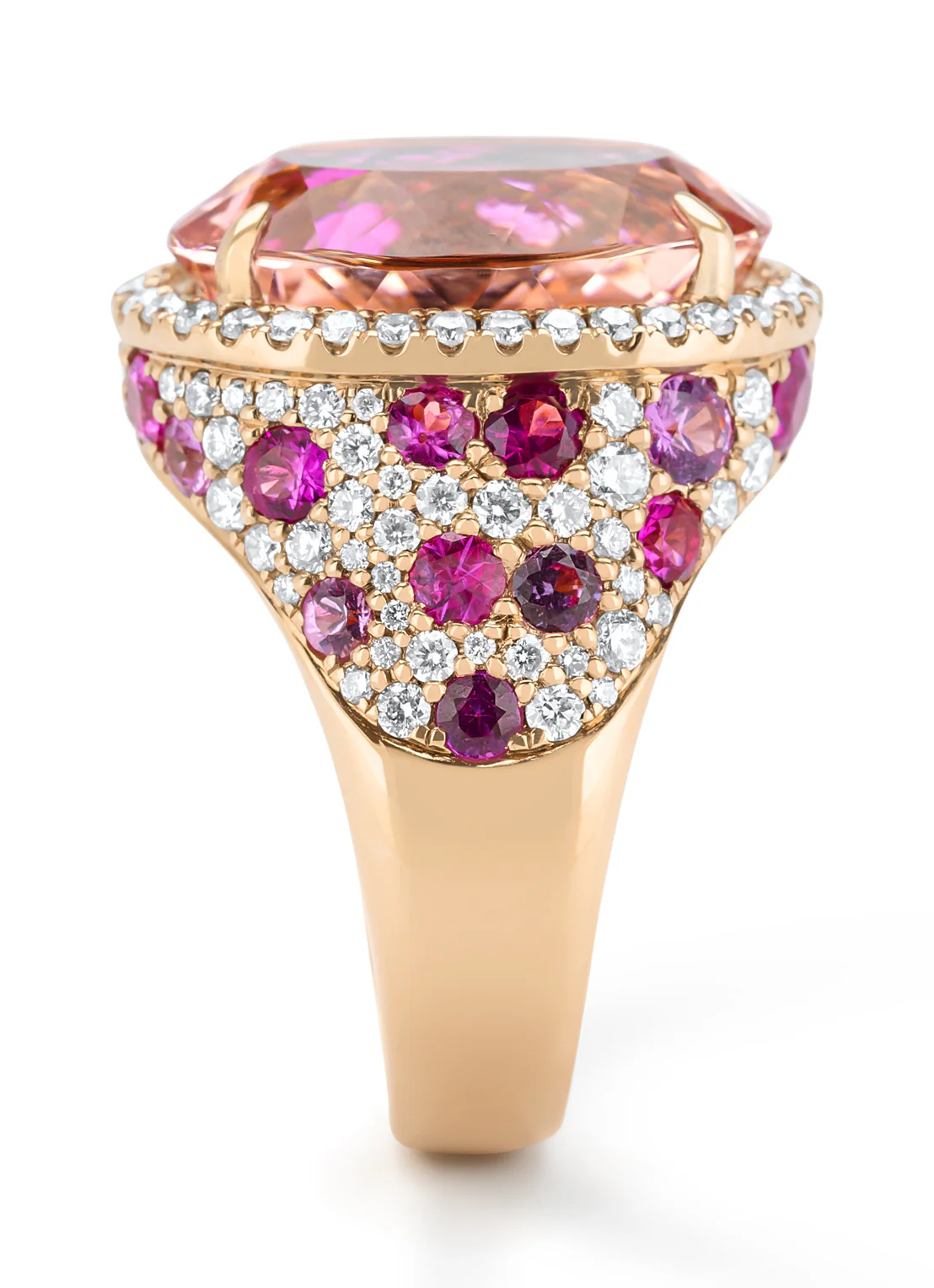 Roségouden ring, 10.30 ct roze morganite, Gallery - Image 3