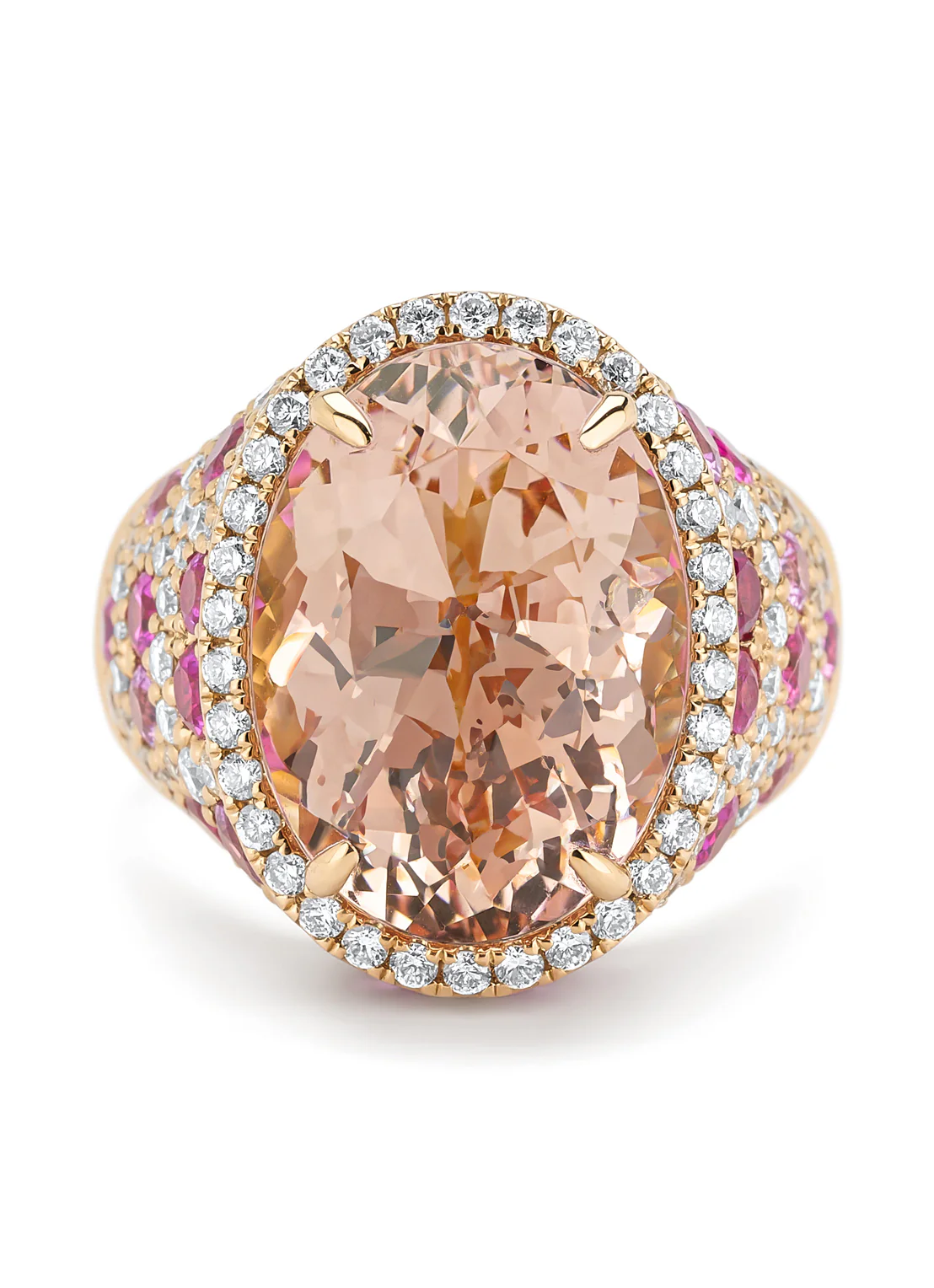 Roségouden ring, 10.30 ct roze morganite, Gallery - Image 4