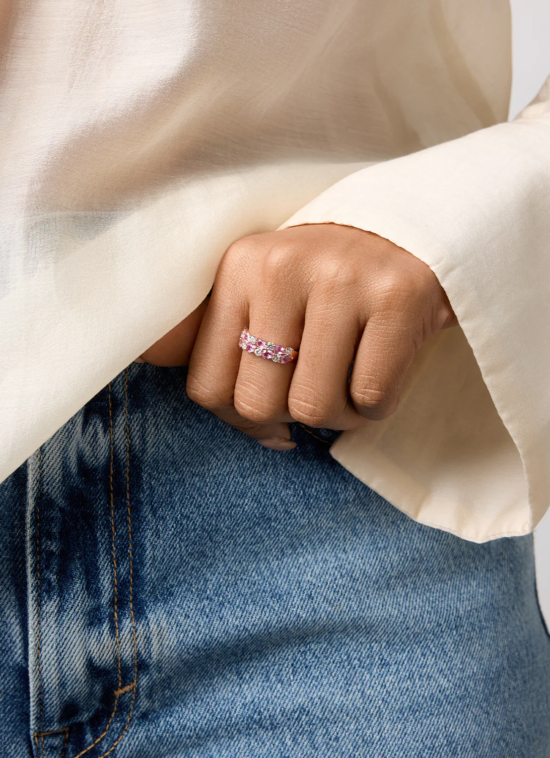 Roségouden ring, 1.65 ct roze saffier, Eden - Image 2