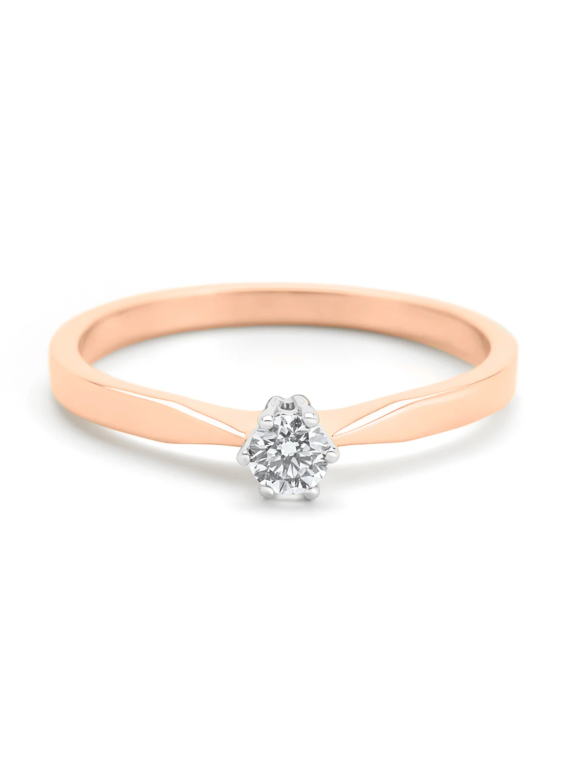 Roségouden solitairring, 0.14 ct diamant, Groeibriljant - Image 3