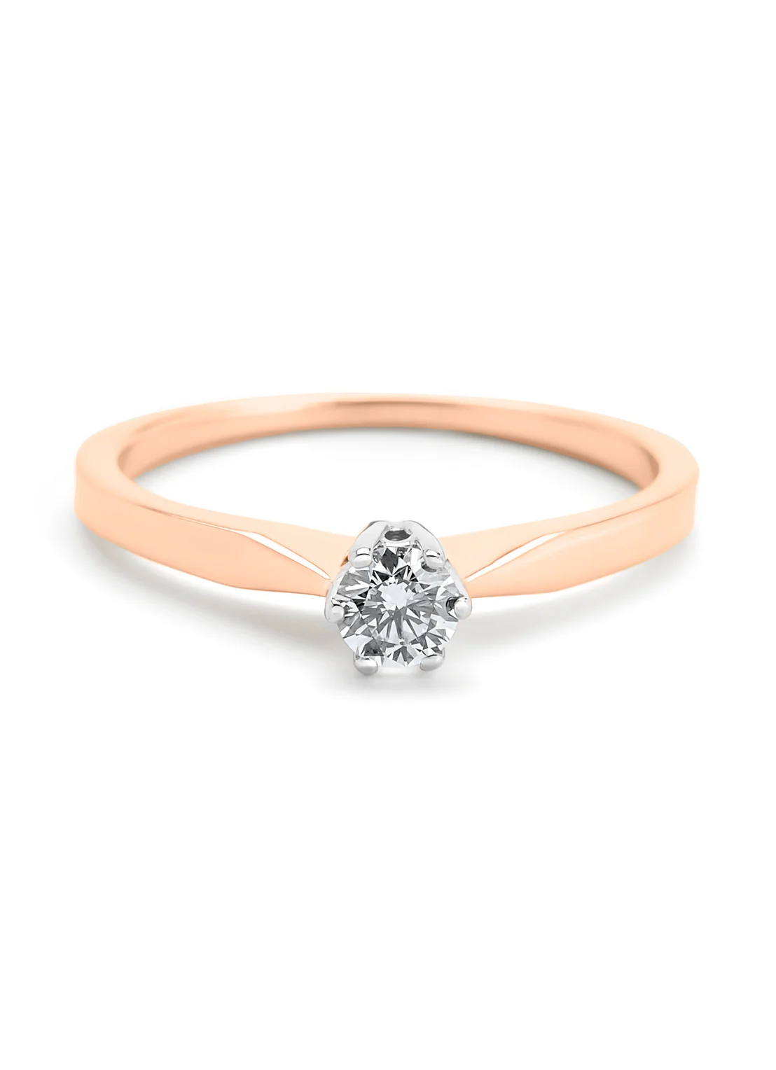 Roségouden solitairring, 0.17 ct diamant, Groeibriljant - Image 3