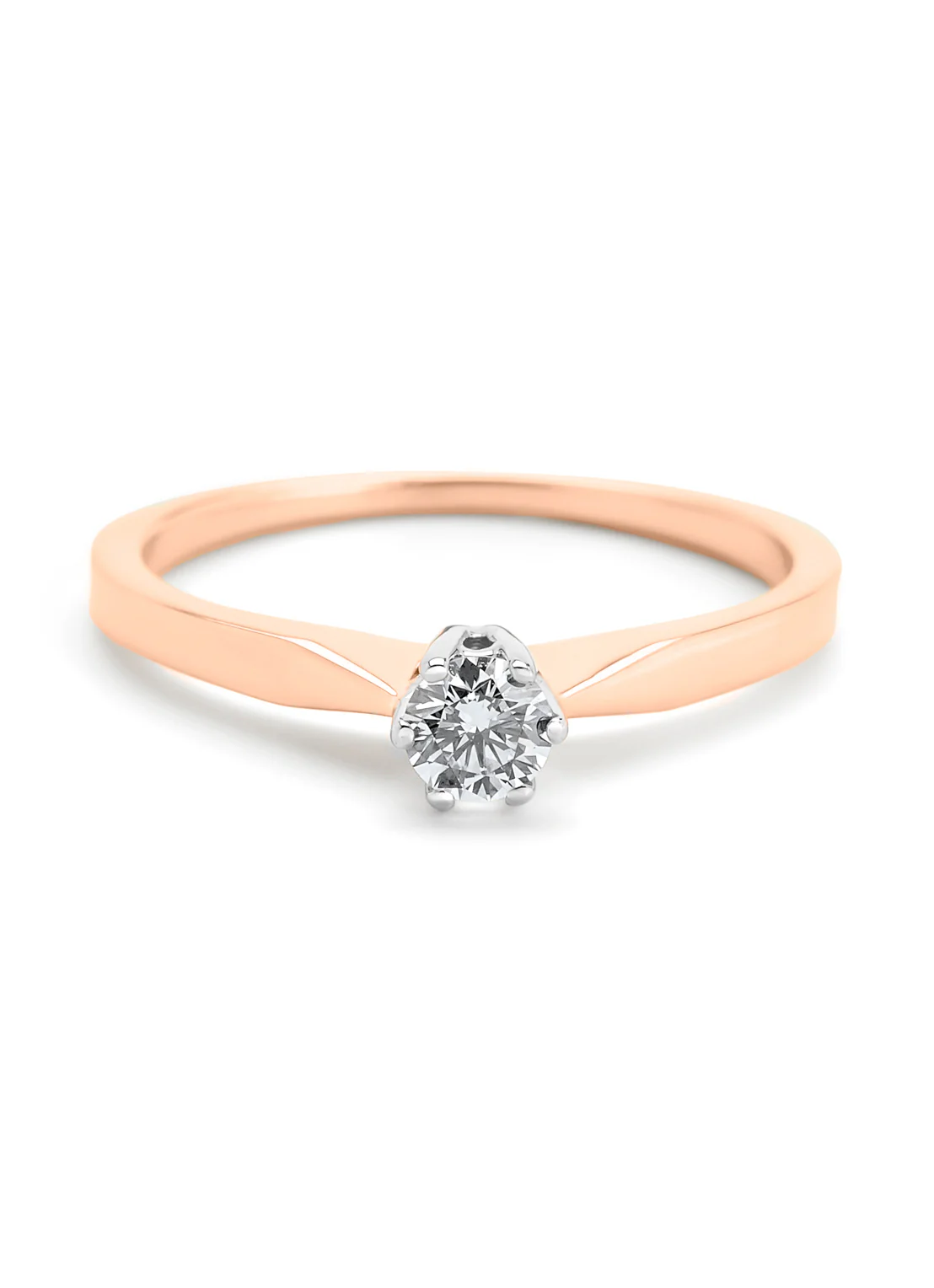 Roségouden solitairring, 0.20 ct diamant, Groeibriljant - Image 3