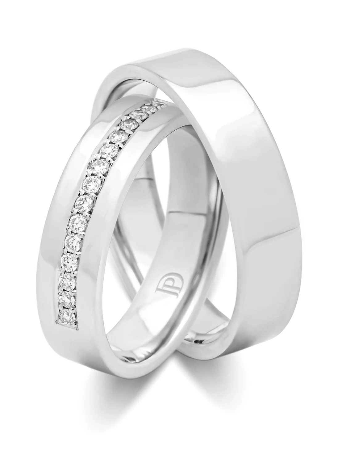 Witgouden 18 kt trouwring, 0.15ct diamant, Wedding - Image 3