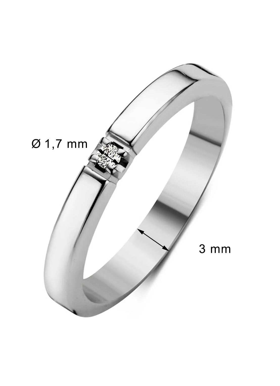 Witgouden alliance ring, 0.02 ct diamant, Groeibriljant - Image 3