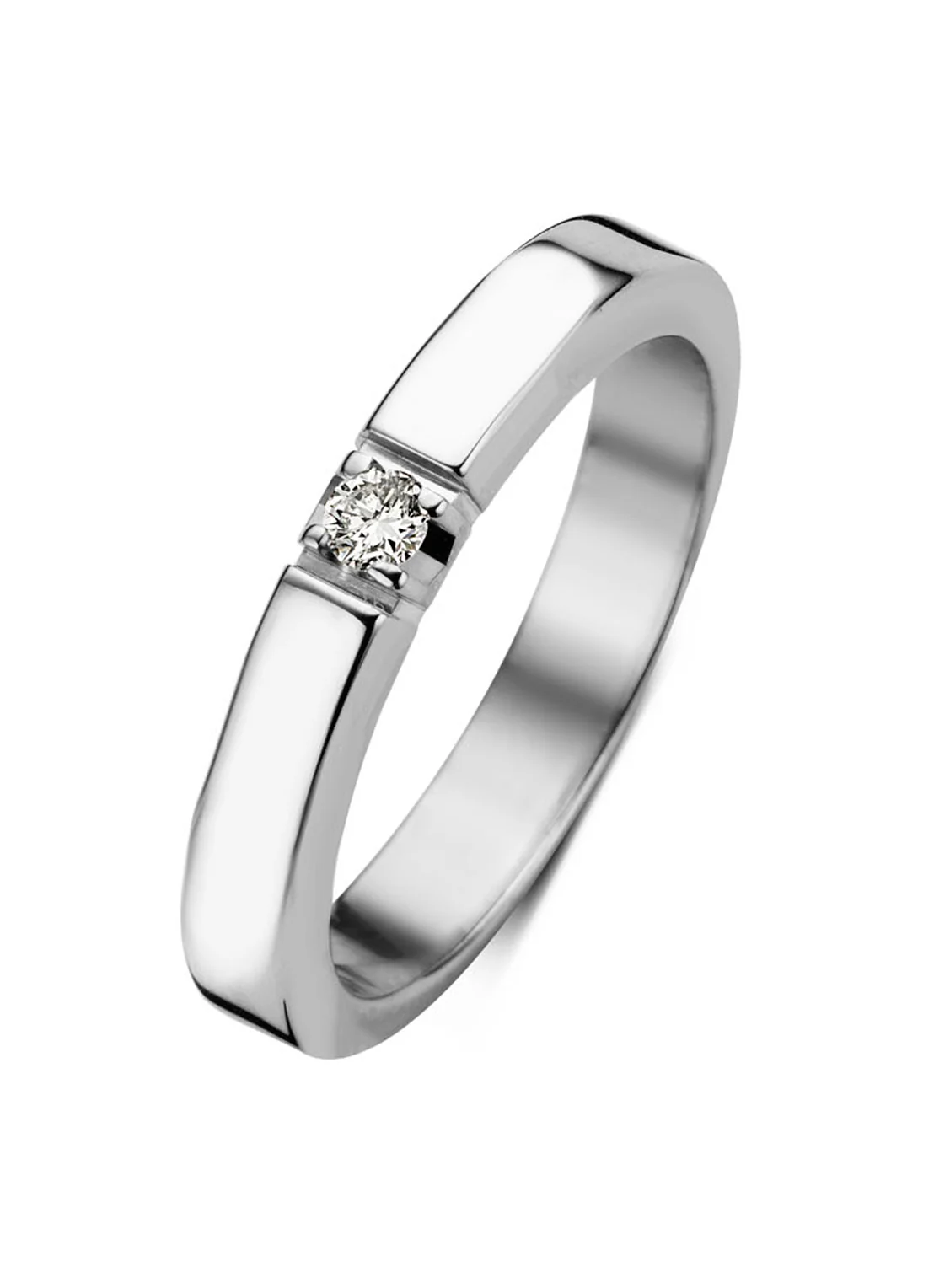 Witgouden alliance ring, 0.05 ct diamant, Groeibriljant