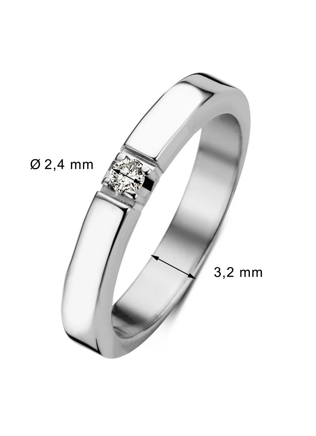 Witgouden alliance ring, 0.05 ct diamant, Groeibriljant - Image 2