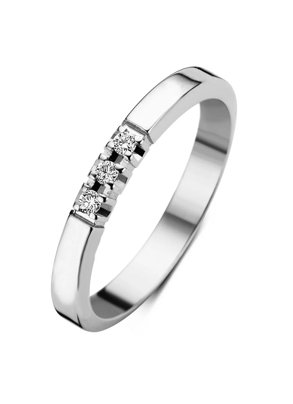 Witgouden alliance ring, 0.06 ct diamant, Groeibriljant