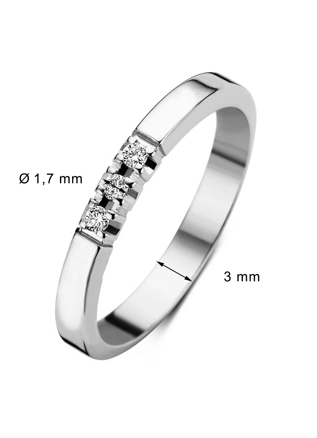 Witgouden alliance ring, 0.06 ct diamant, Groeibriljant - Image 2