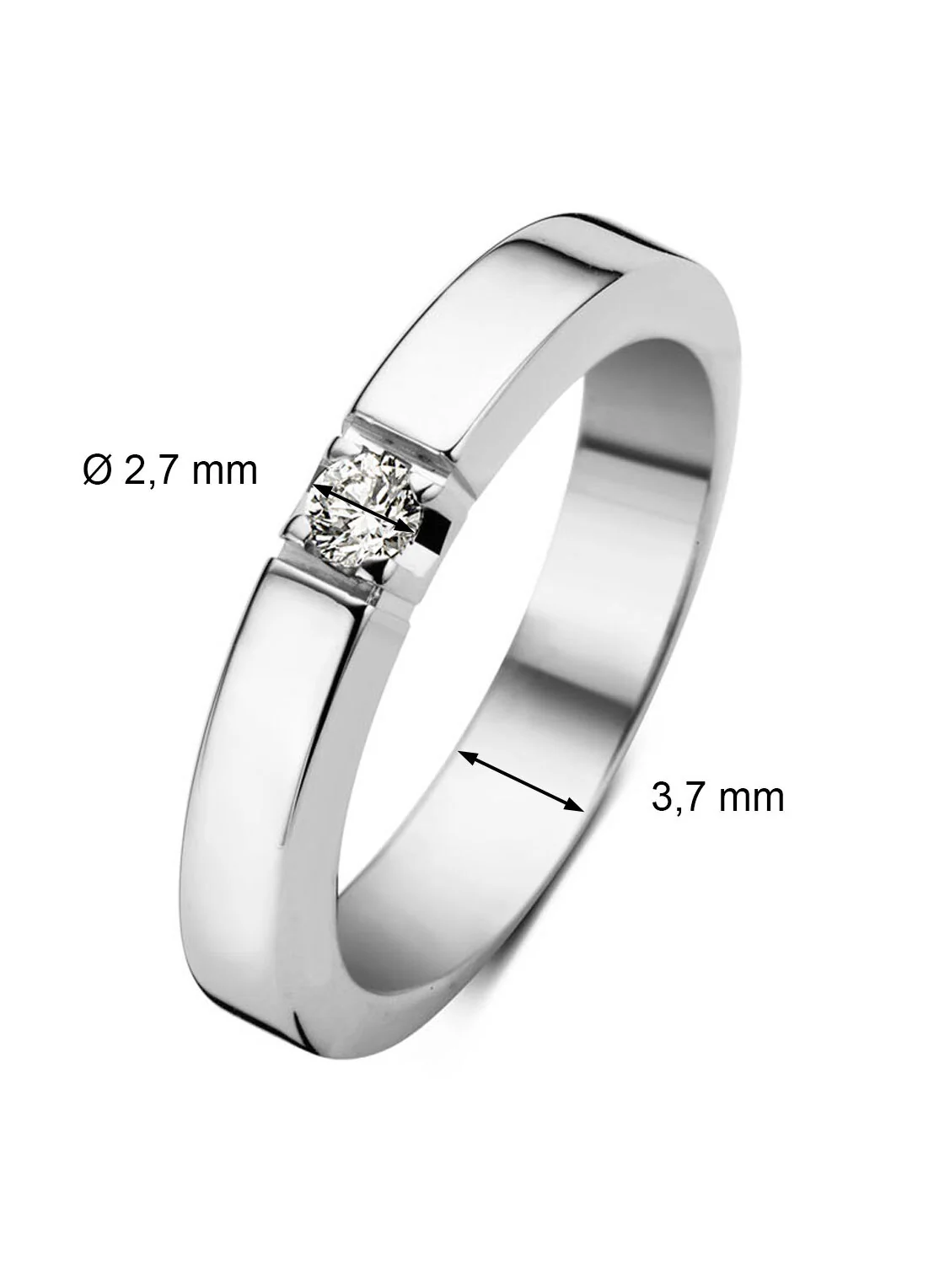 Witgouden alliance ring, 0.07 ct diamant, Groeibriljant - Image 3