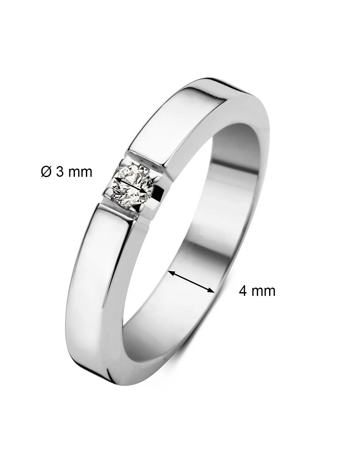 Witgouden alliance ring, 0.10 ct diamant, Groeibriljant - Image 2
