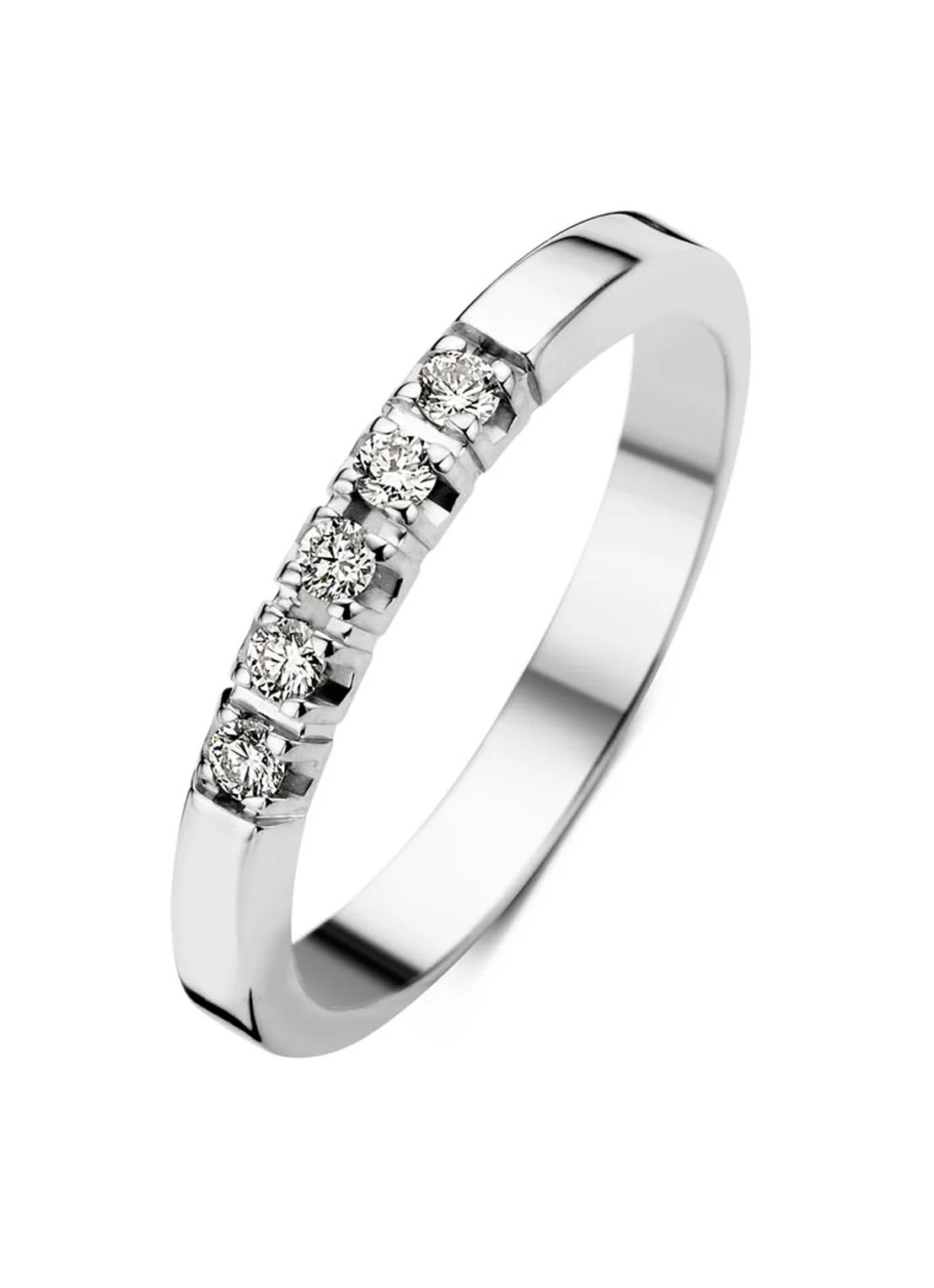 Witgouden alliance ring, 0.10 ct diamant, Groeibriljant