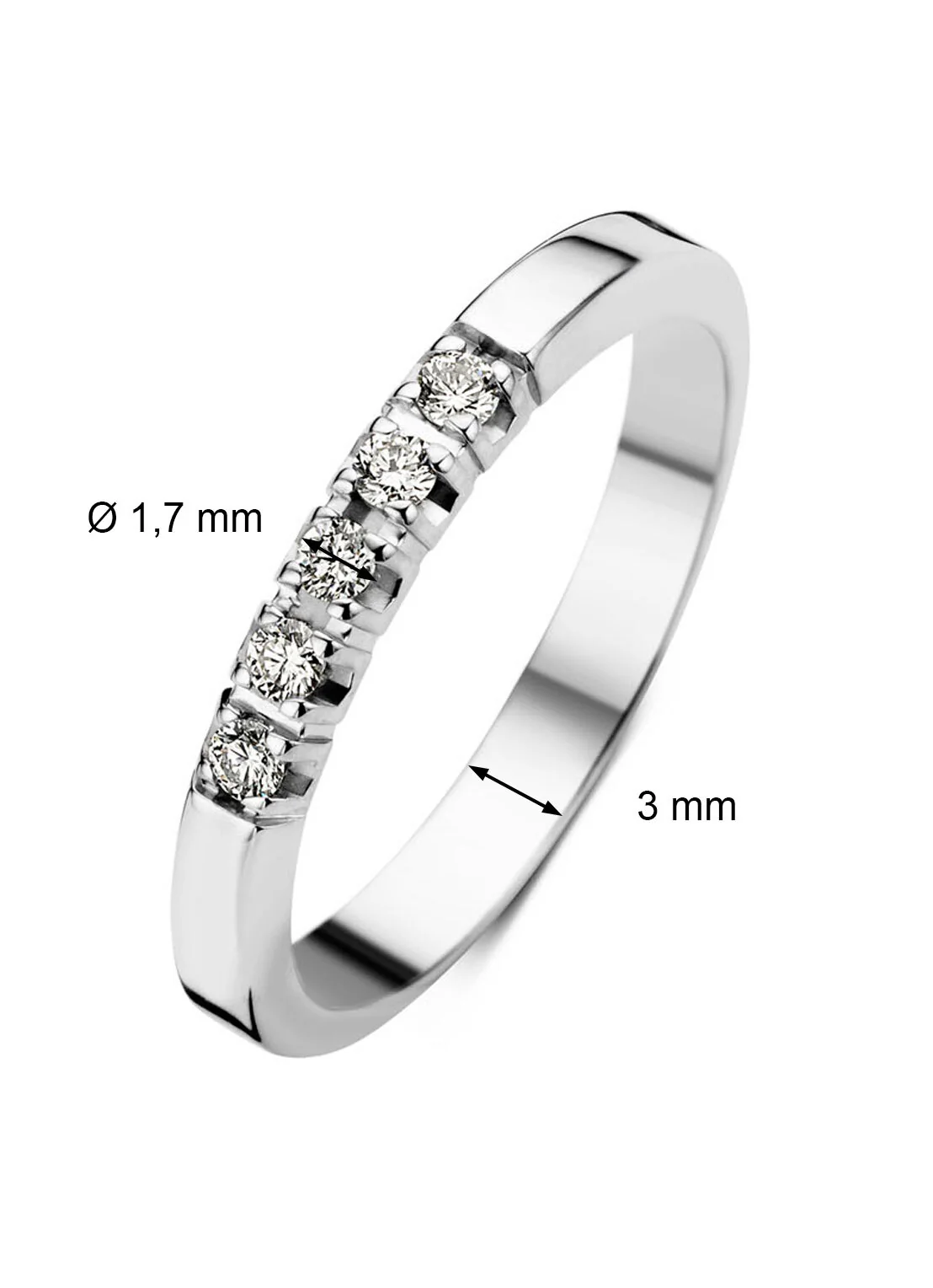 Witgouden alliance ring, 0.10 ct diamant, Groeibriljant - Image 2