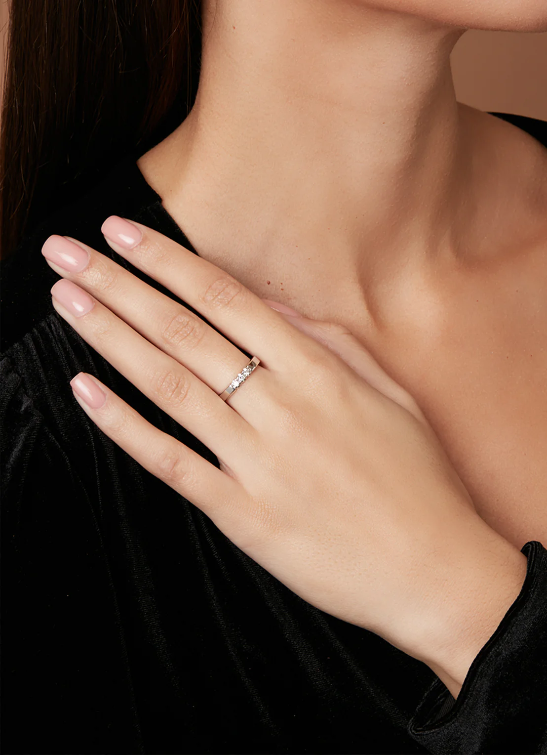 Witgouden alliance ring, 0.15 ct diamant, Groeibriljant - Image 2