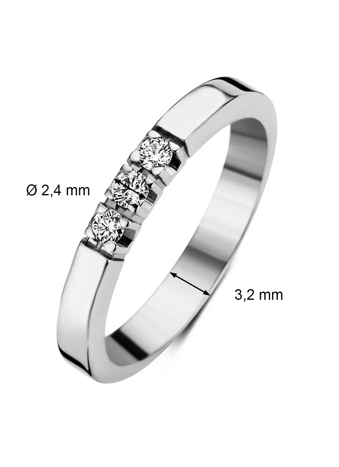 Witgouden alliance ring, 0.15 ct diamant, Groeibriljant - Image 3