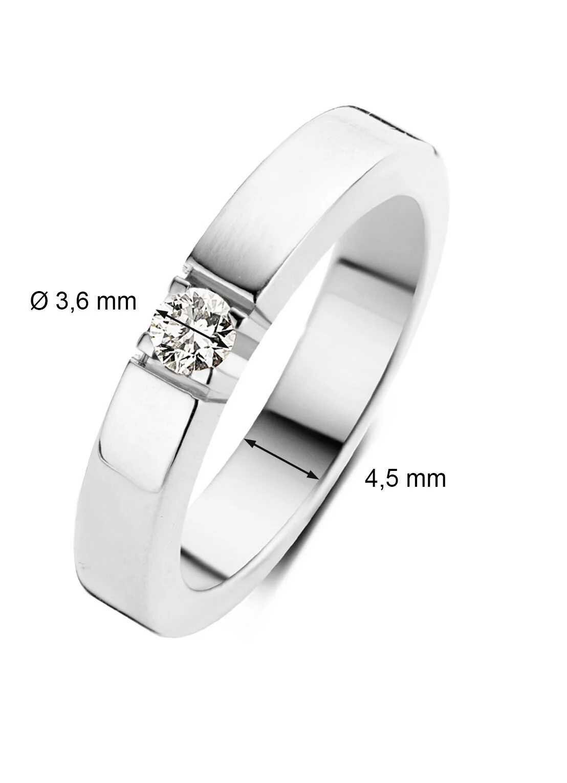 Witgouden alliance ring, 0.16 ct diamant, Groeibriljant - Image 3