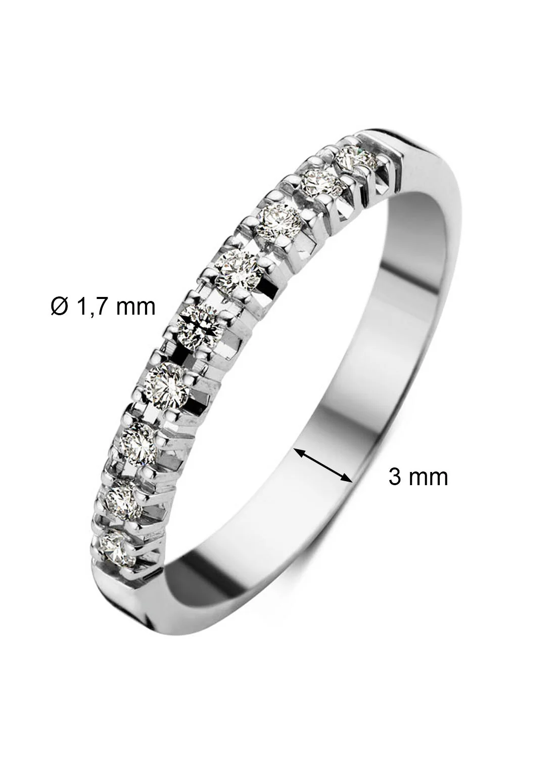 Witgouden alliance ring, 0.18 ct diamant, Groeibriljant - Image 2