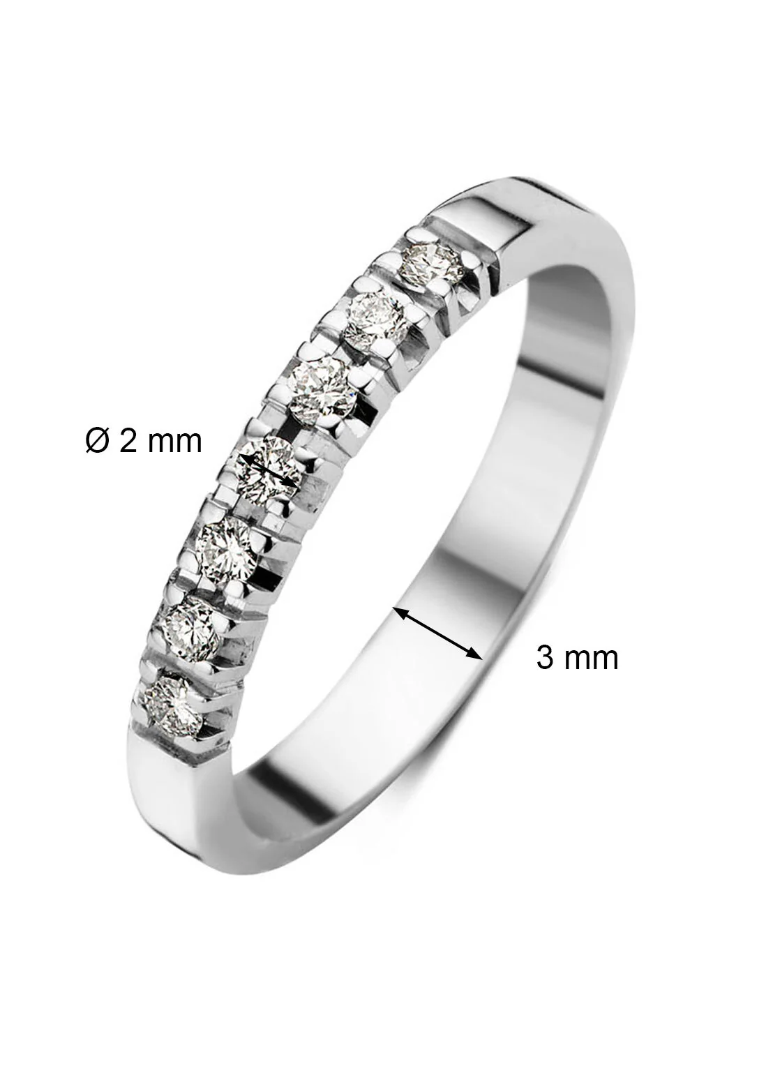 Witgouden alliance ring, 0.21 ct diamant, Groeibriljant - Image 3