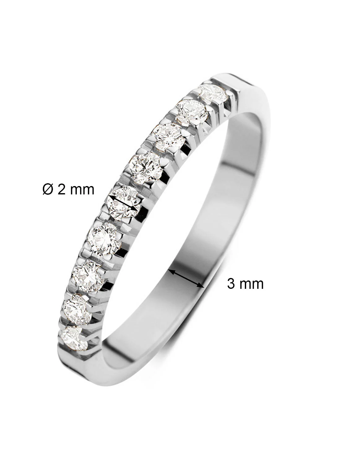 Witgouden alliance ring, 0.27 ct diamant, Groeibriljant - Image 3