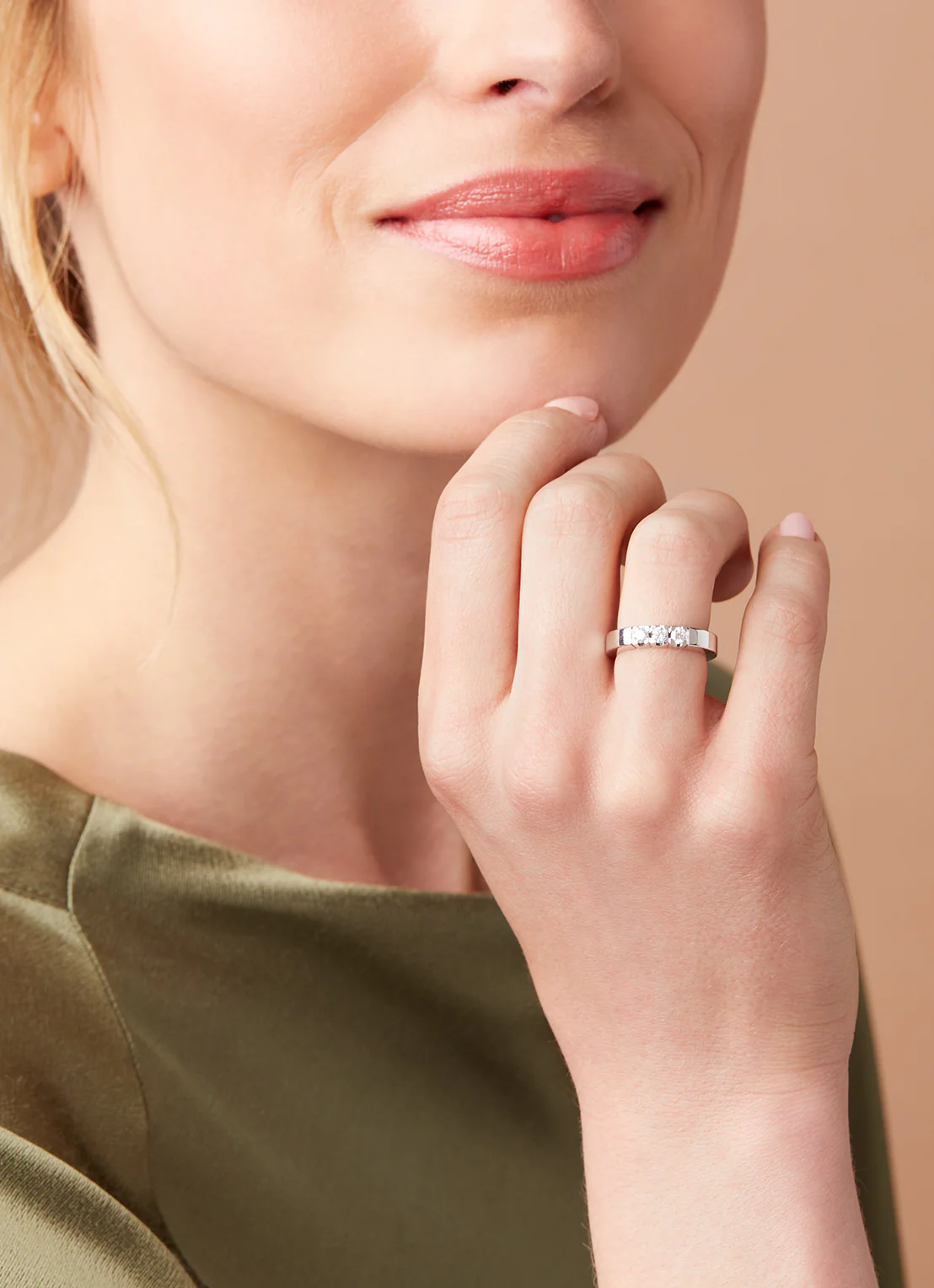 Witgouden alliance ring, 0.30 ct diamant, Groeibriljant - Image 2
