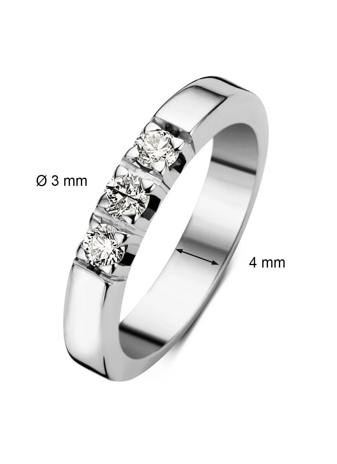 Witgouden alliance ring, 0.30 ct diamant, Groeibriljant - Image 3