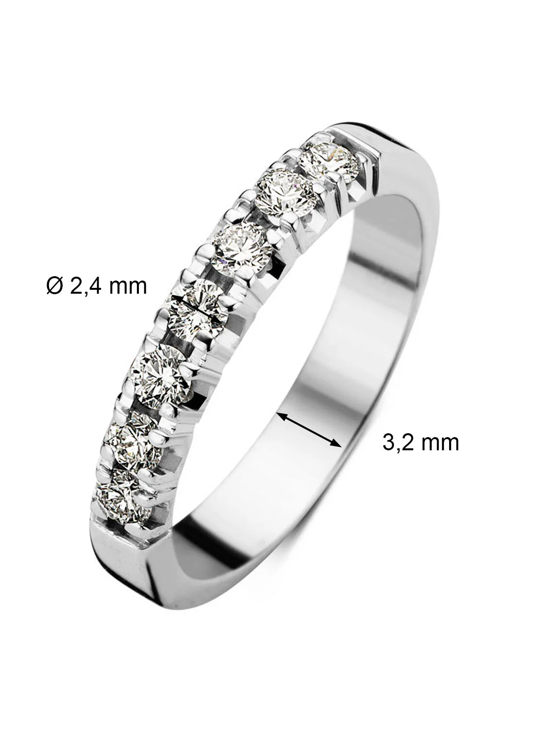 Witgouden alliance ring, 0.35 ct diamant, Groeibriljant - Image 2